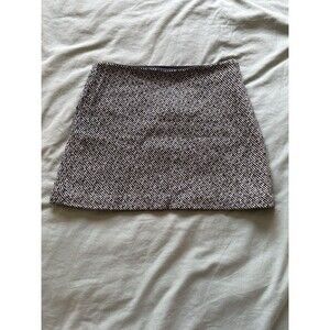 GAP Women's Size 4 Black White Wool Blend Tweed Herringbone Preppy Mini Skirt